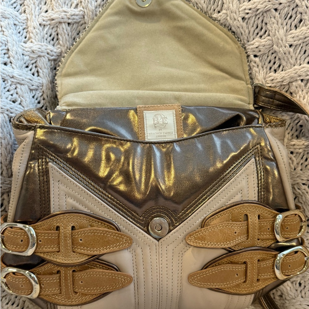 Bracher Emden Buckle Purse Tan Beige Snakeskin Leather Embellished New - Picture 8 of 11